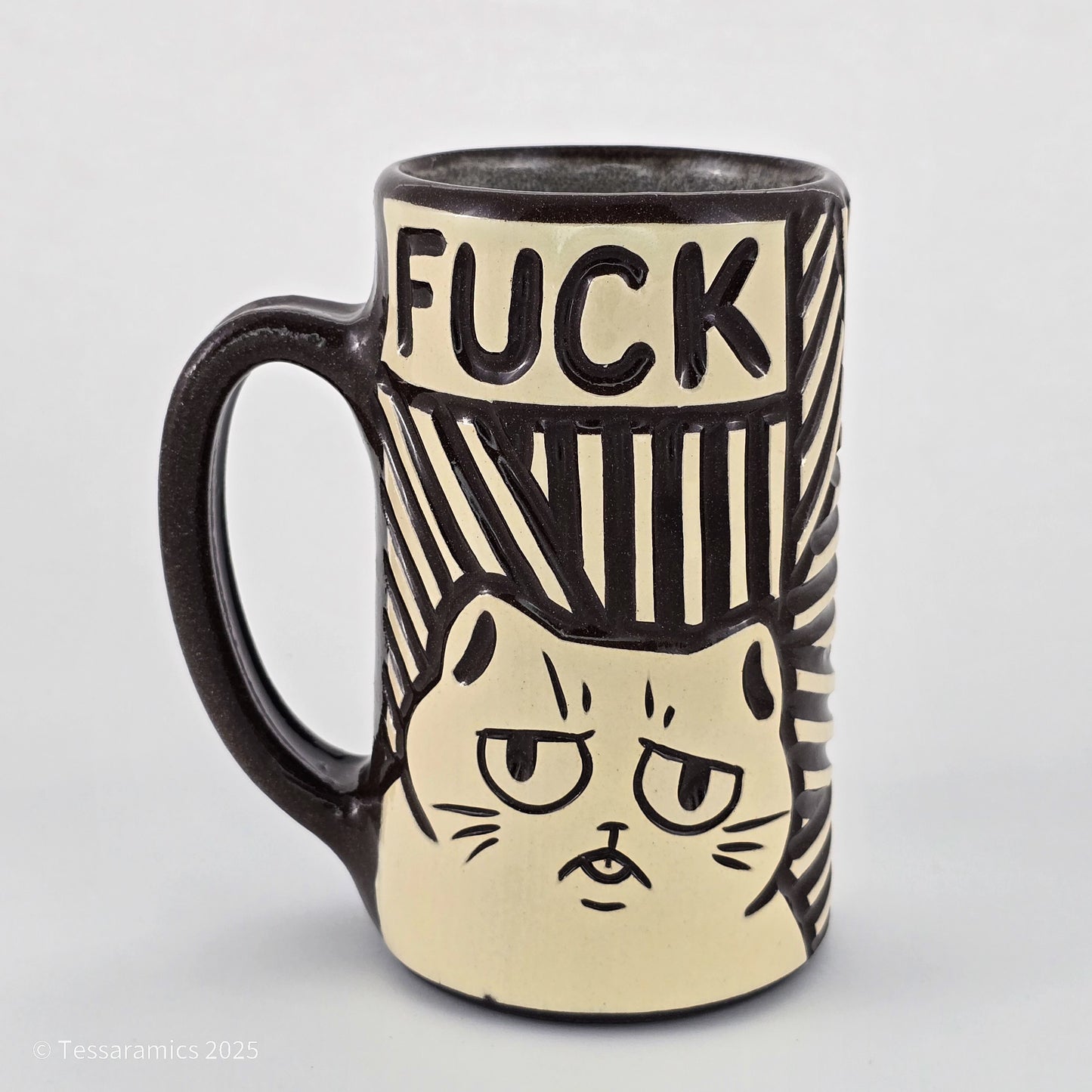 16 oz Fuck Cat Mug in Coffee