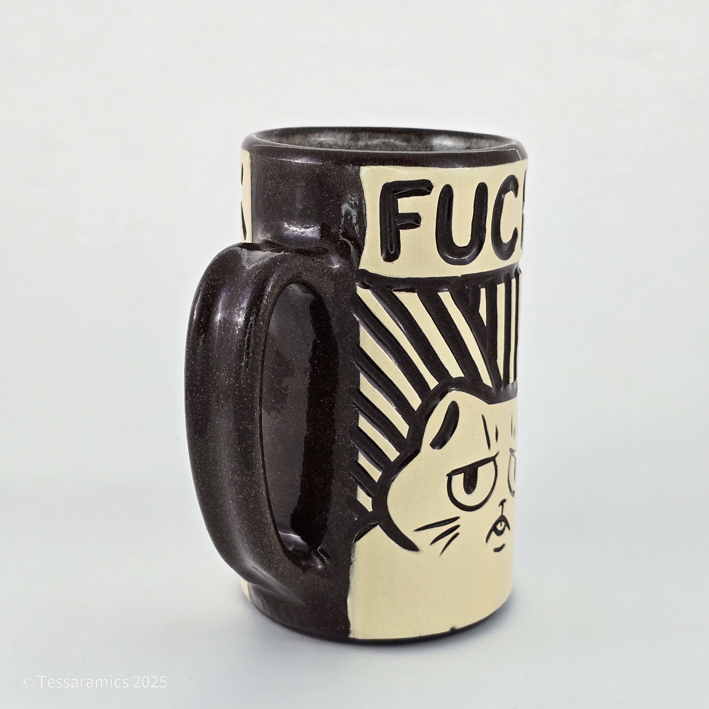 16 oz Fuck Cat Mug in Coffee