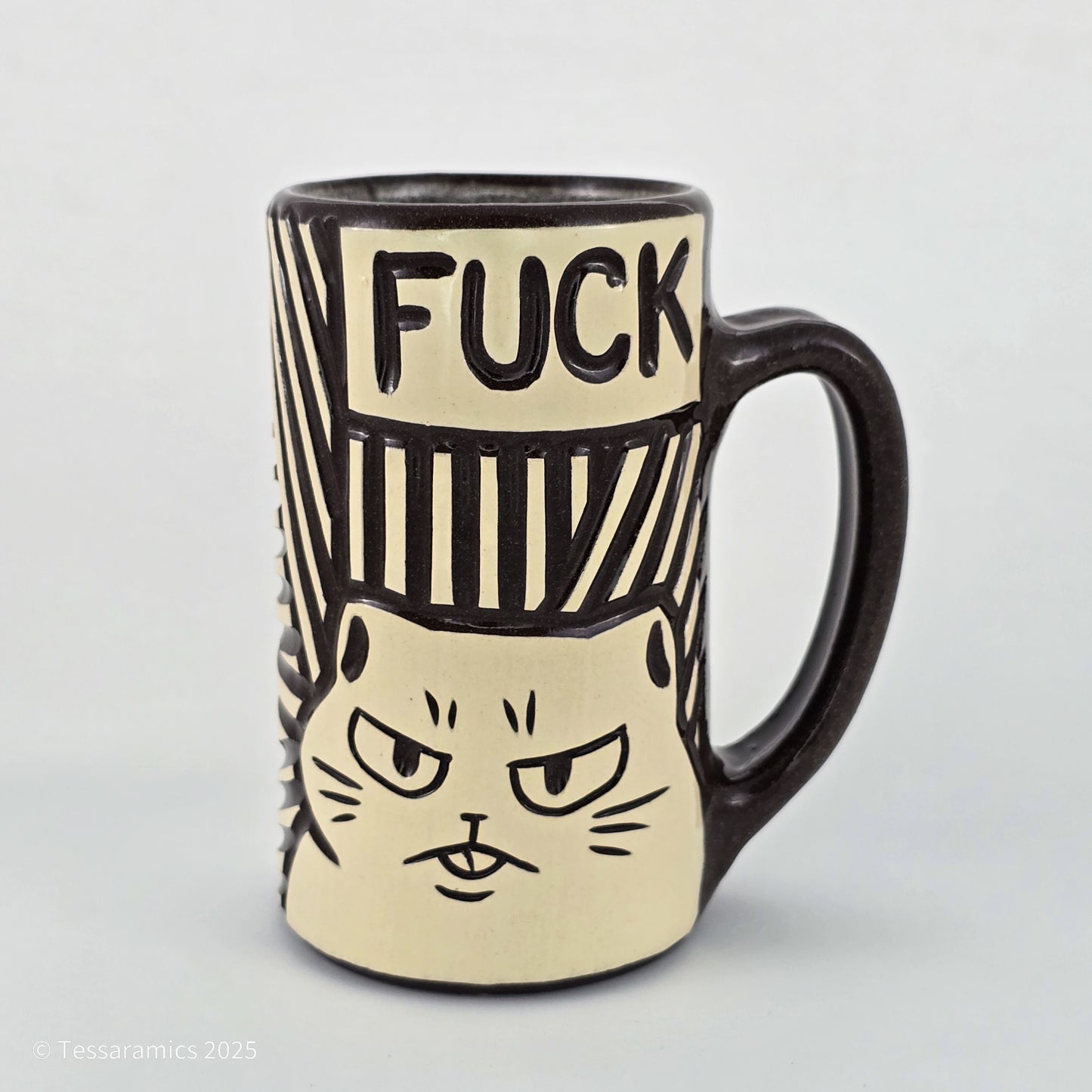 16 oz Fuck Cat Mug in Coffee