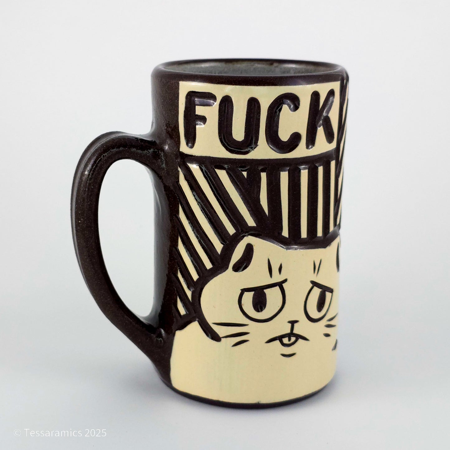 16 oz Fuck Cat Mug in Coffee