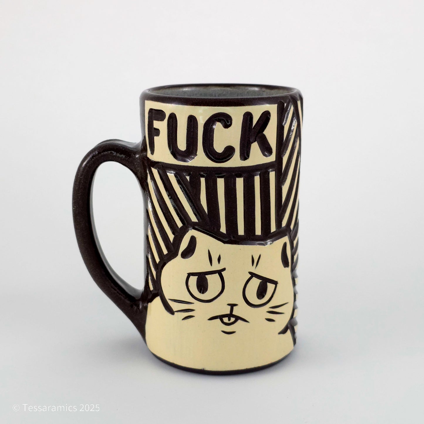 16 oz Fuck Cat Mug in Coffee