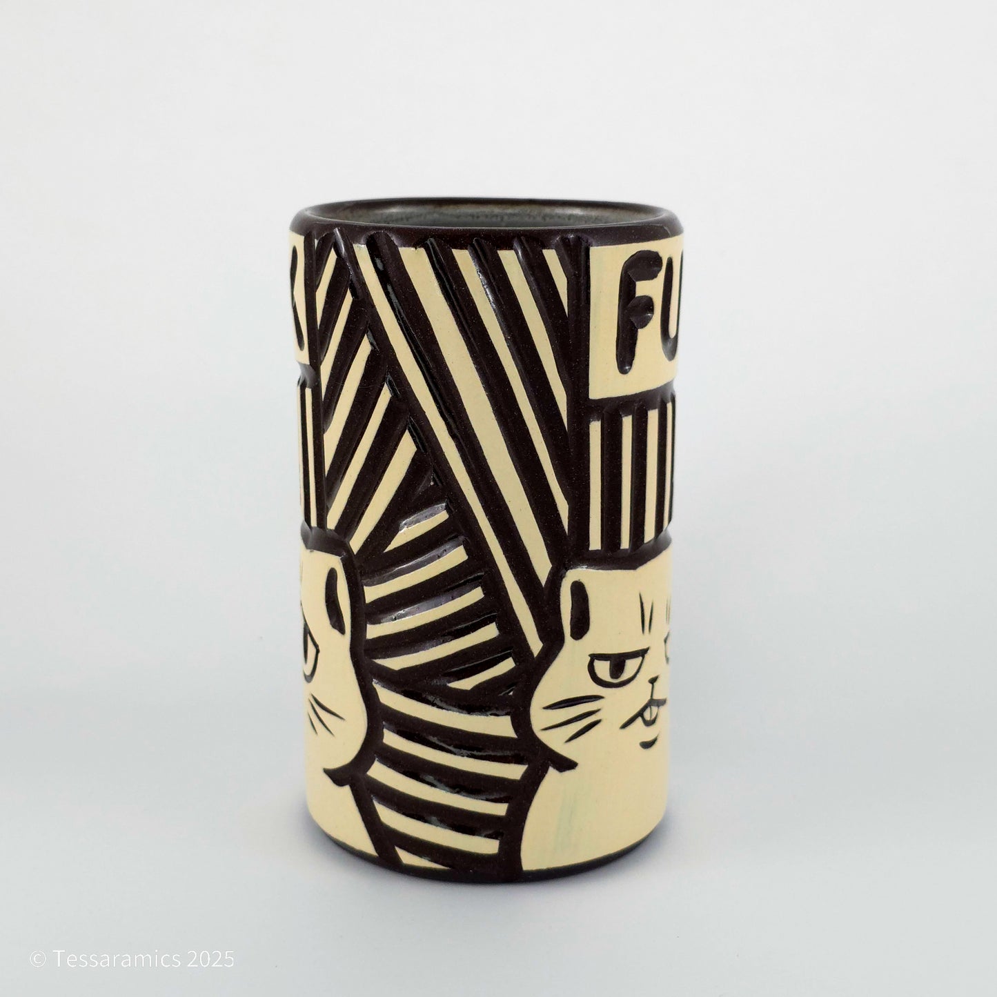 16 oz Fuck Cat Mug in Coffee