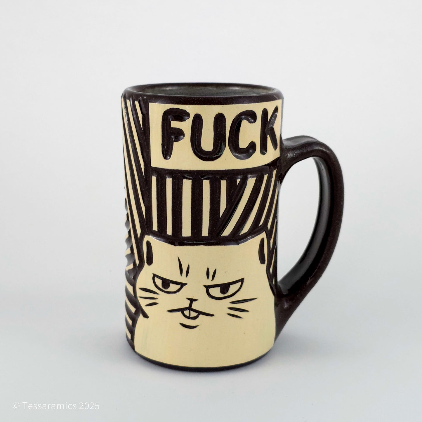 16 oz Fuck Cat Mug in Coffee