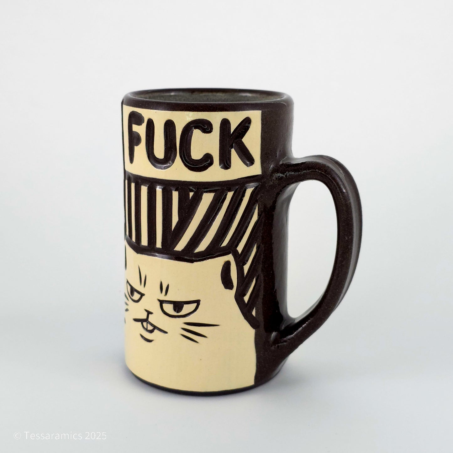 16 oz Fuck Cat Mug in Coffee