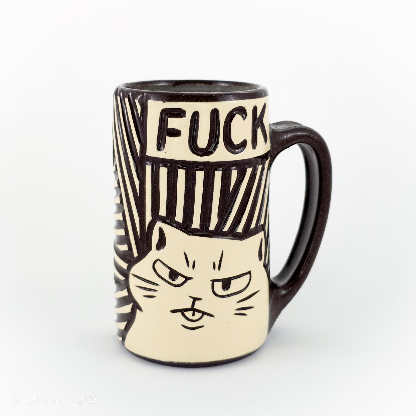 16 oz Fuck Cat Mug in Coffee