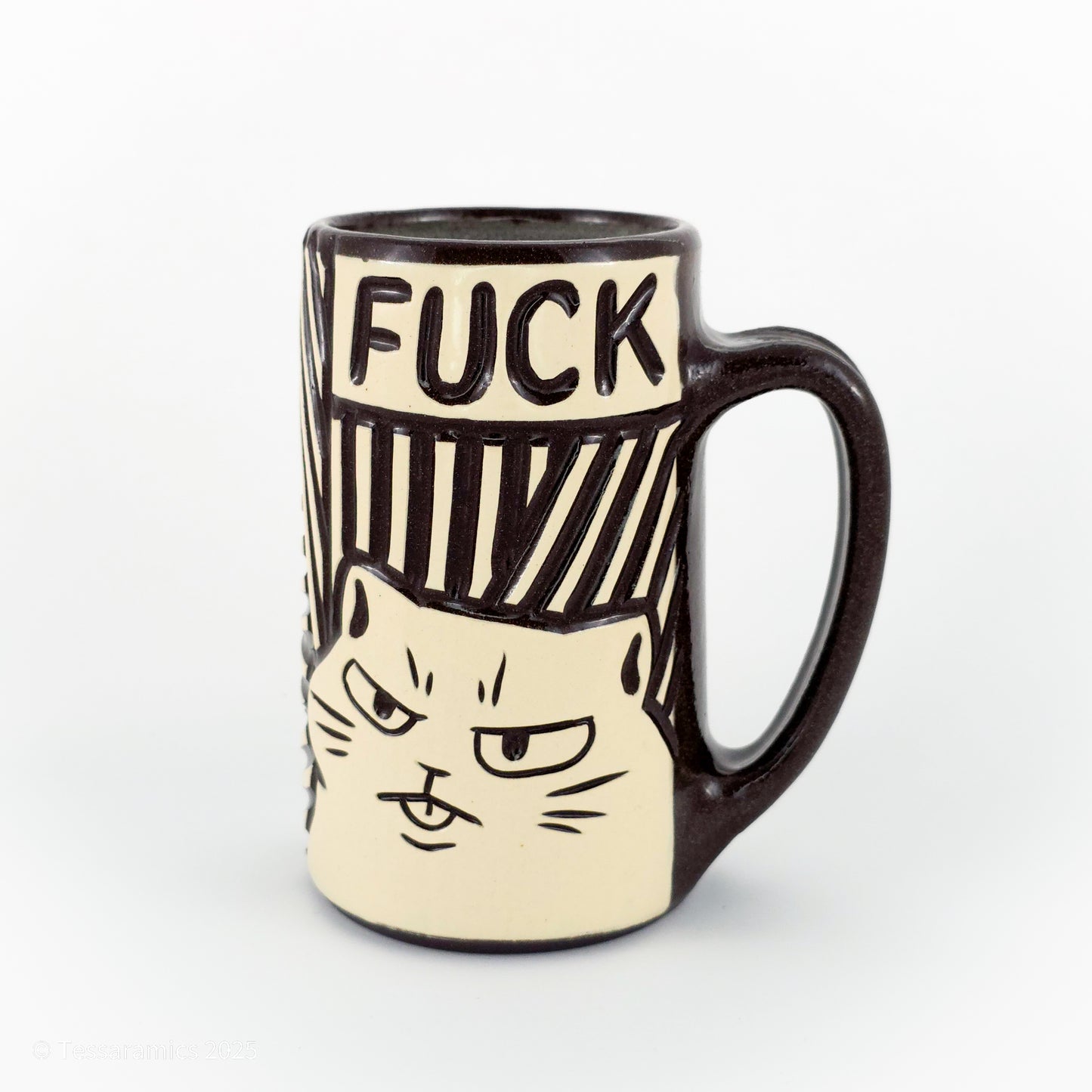16 oz Fuck Cat Mug in Coffee