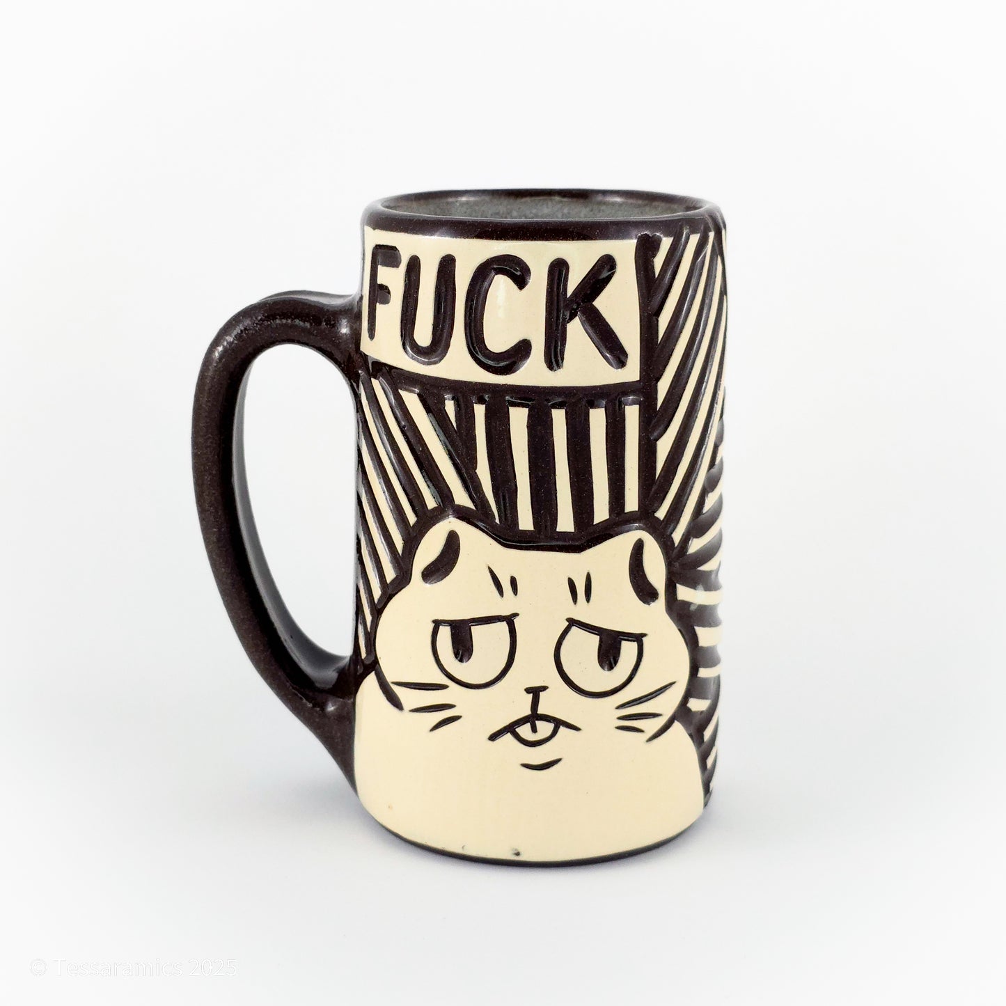 16 oz Fuck Cat Mug in Coffee