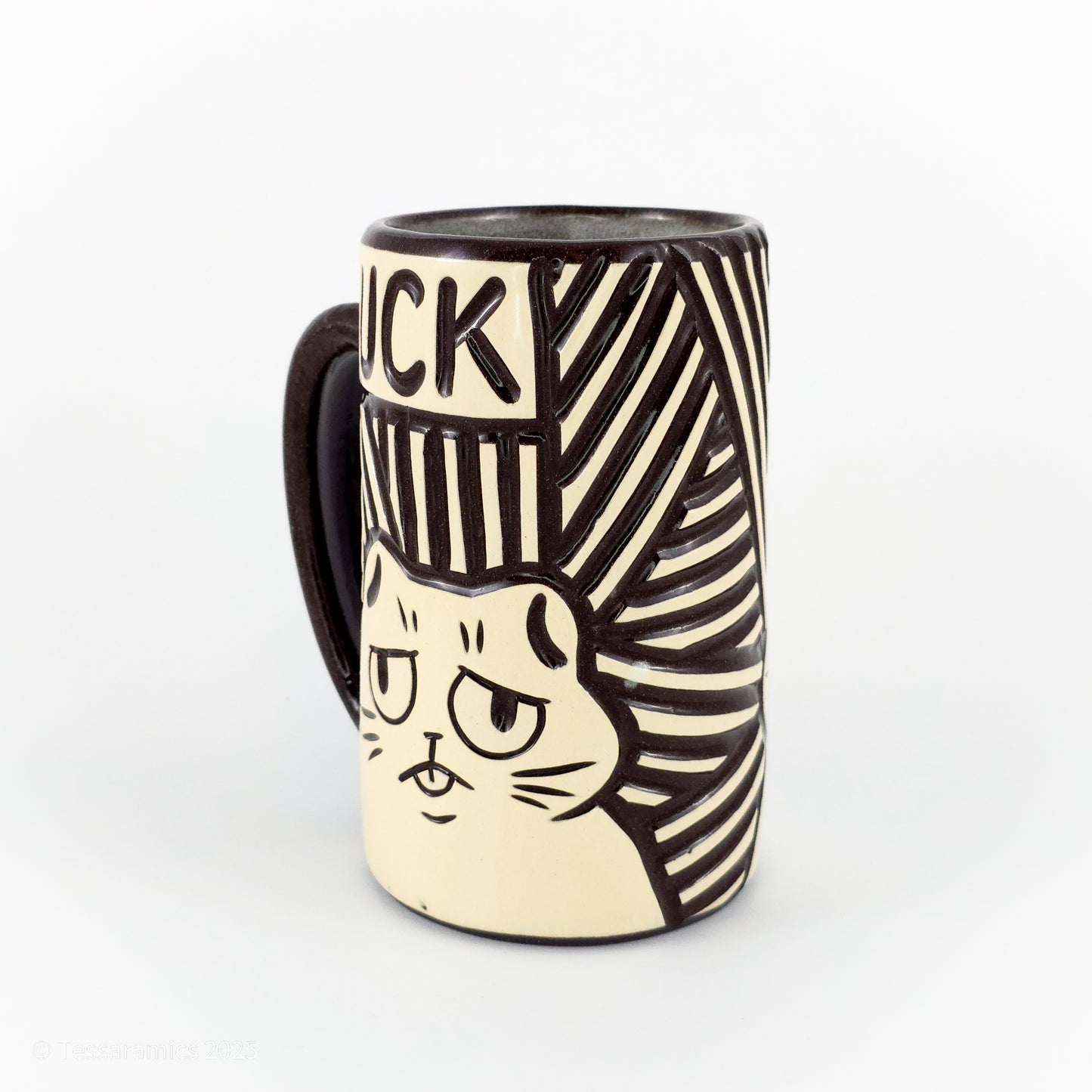 16 oz Fuck Cat Mug in Coffee