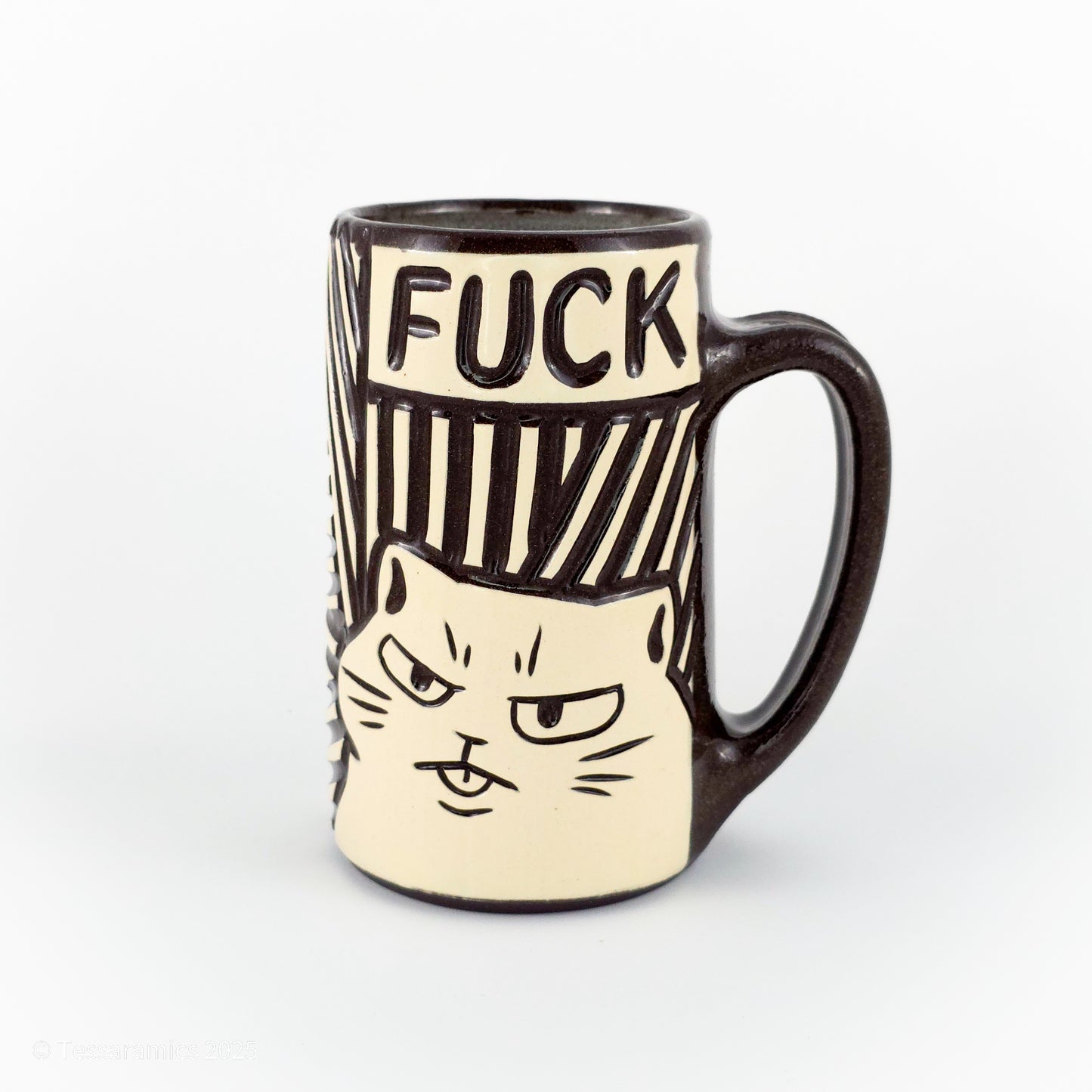 16 oz Fuck Cat Mug in Coffee