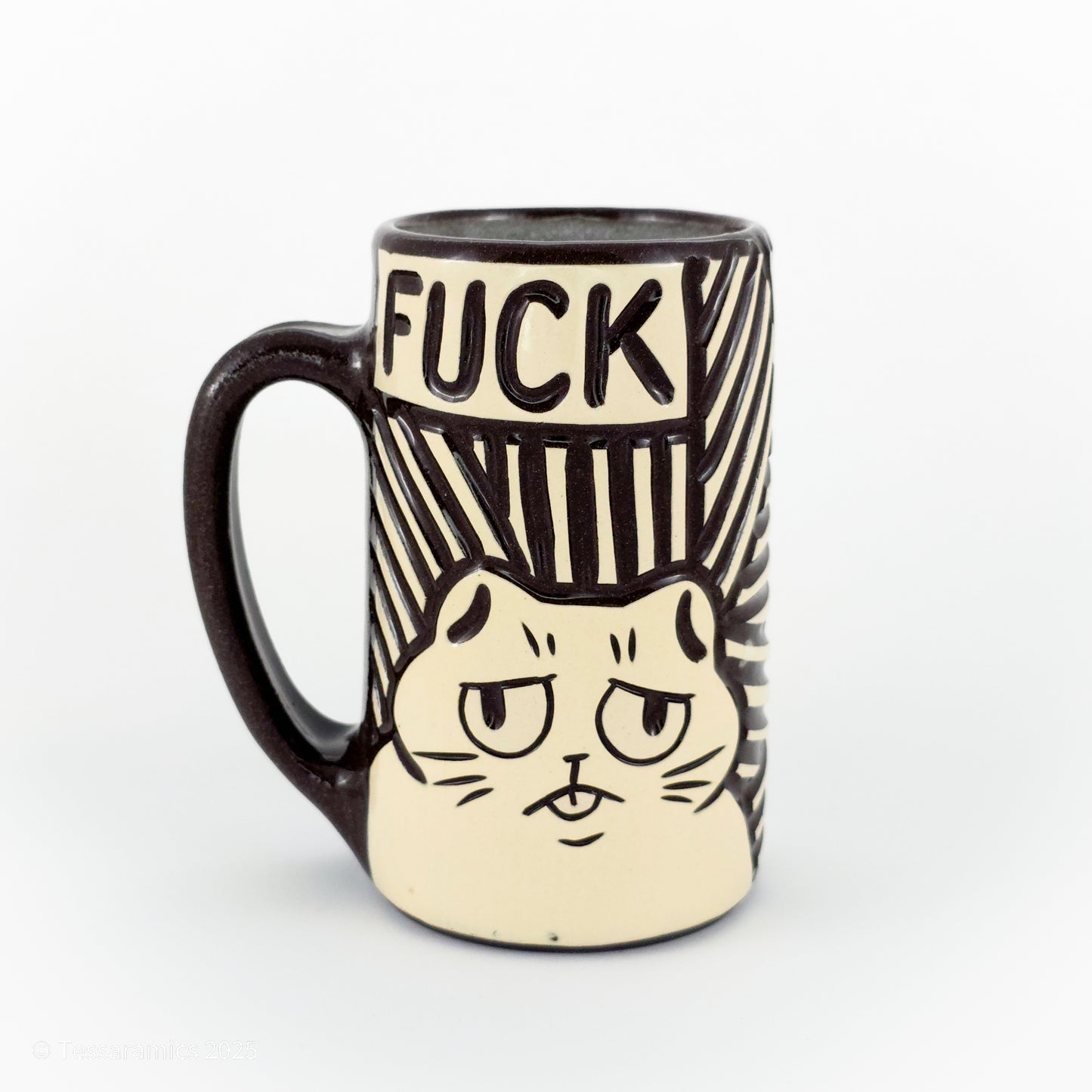 16 oz Fuck Cat Mug in Coffee