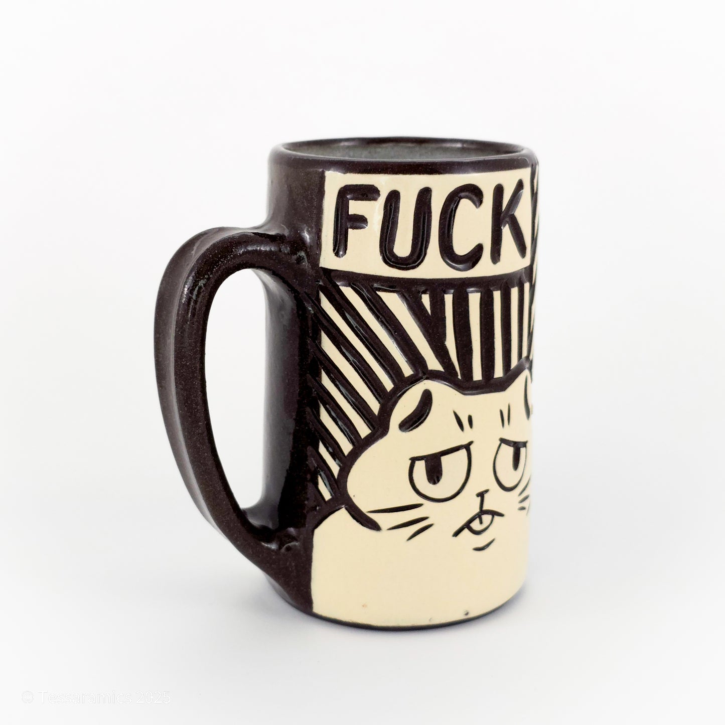 16 oz Fuck Cat Mug in Coffee