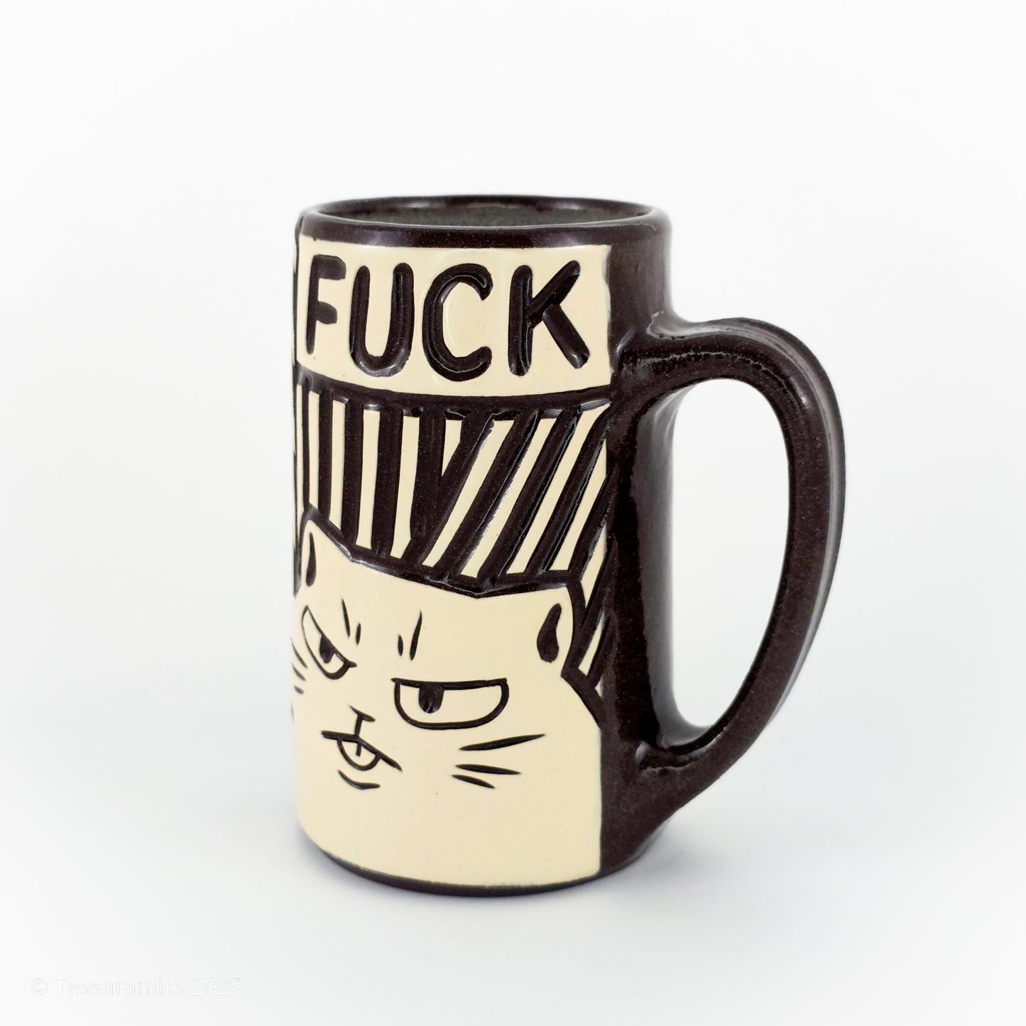 16 oz Fuck Cat Mug in Coffee