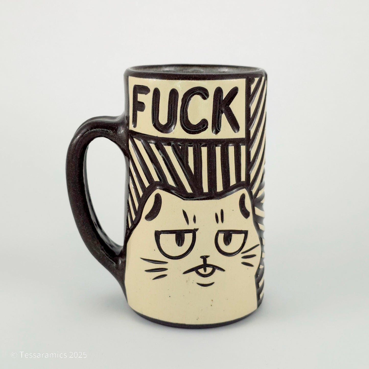 16 oz Fuck Cat Mug in Coffee