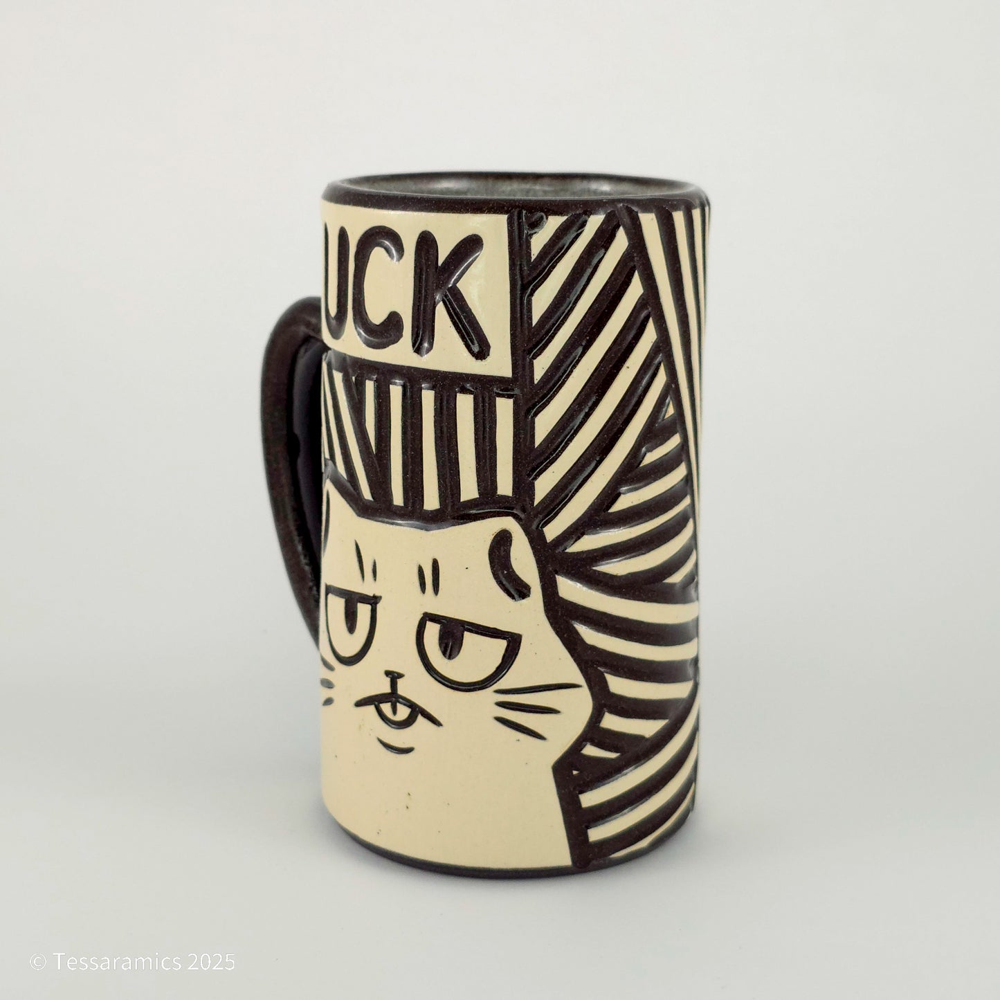16 oz Fuck Cat Mug in Coffee