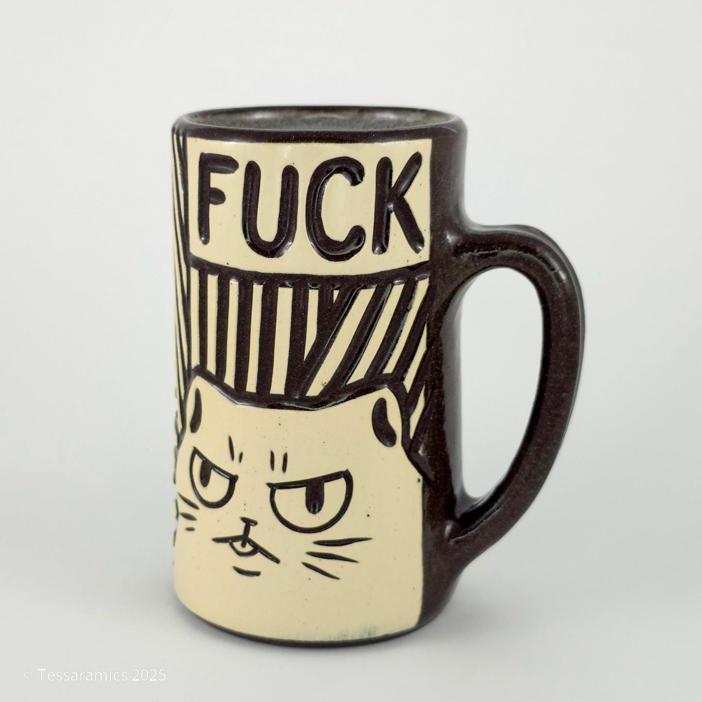 16 oz Fuck Cat Mug in Coffee