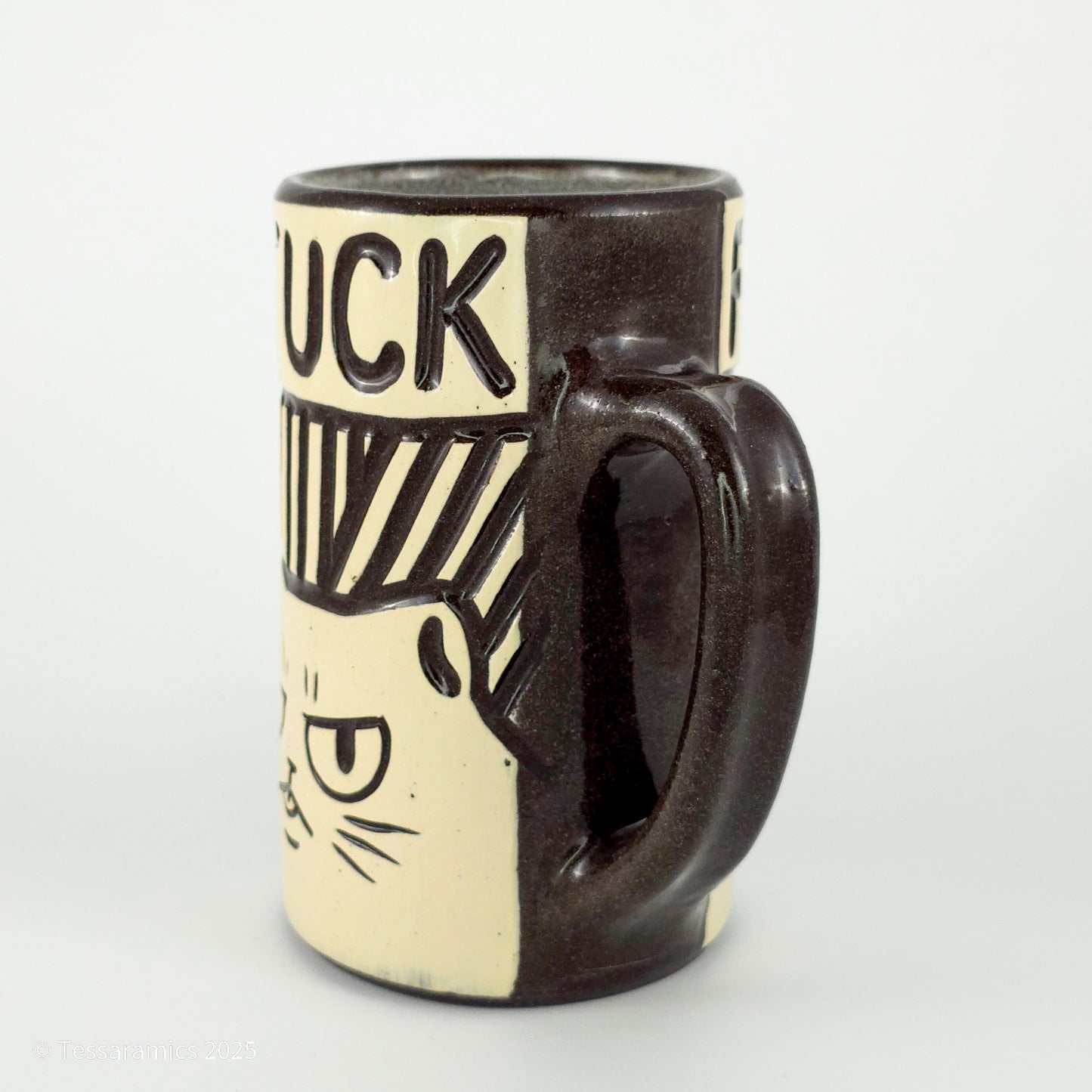 16 oz Fuck Cat Mug in Coffee