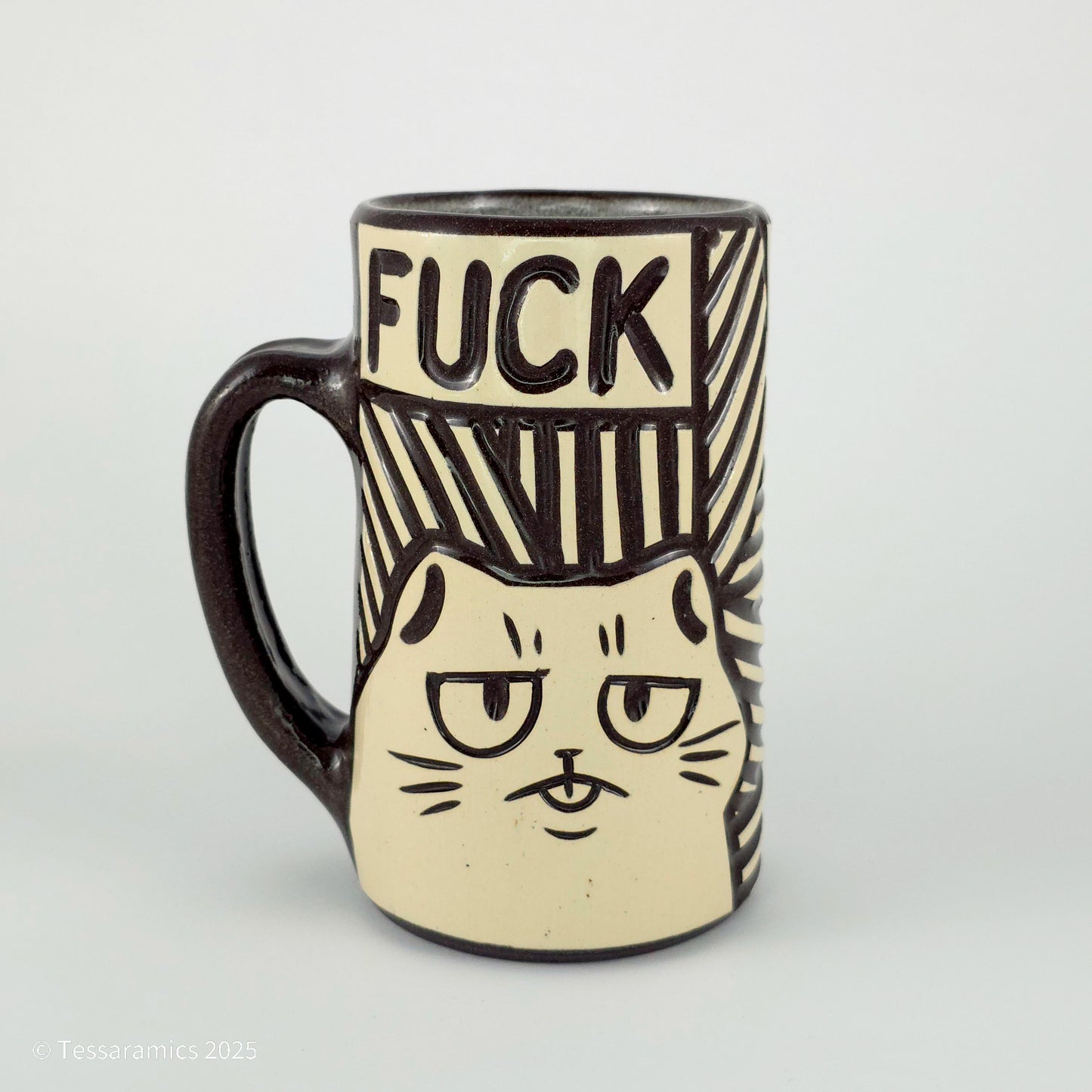 16 oz Fuck Cat Mug in Coffee