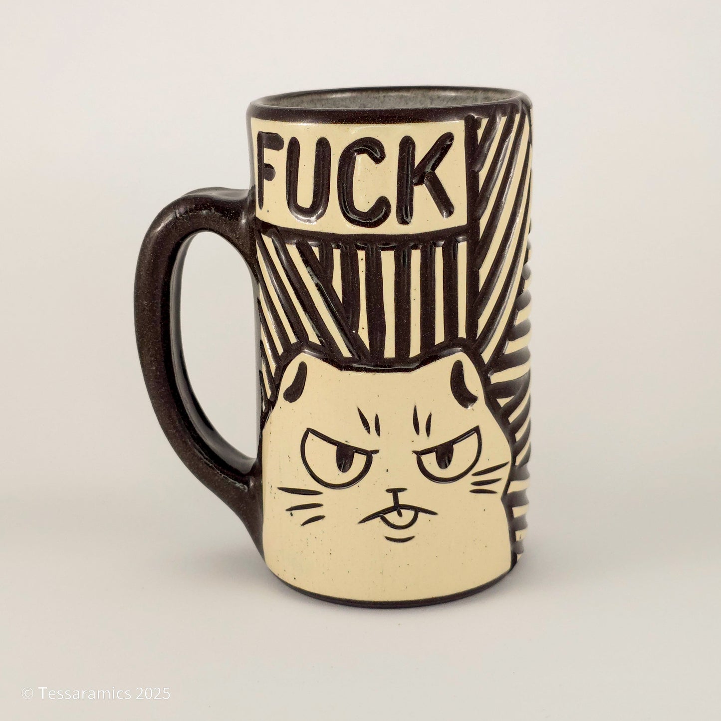 16 oz Fuck Cat Mug in Coffee