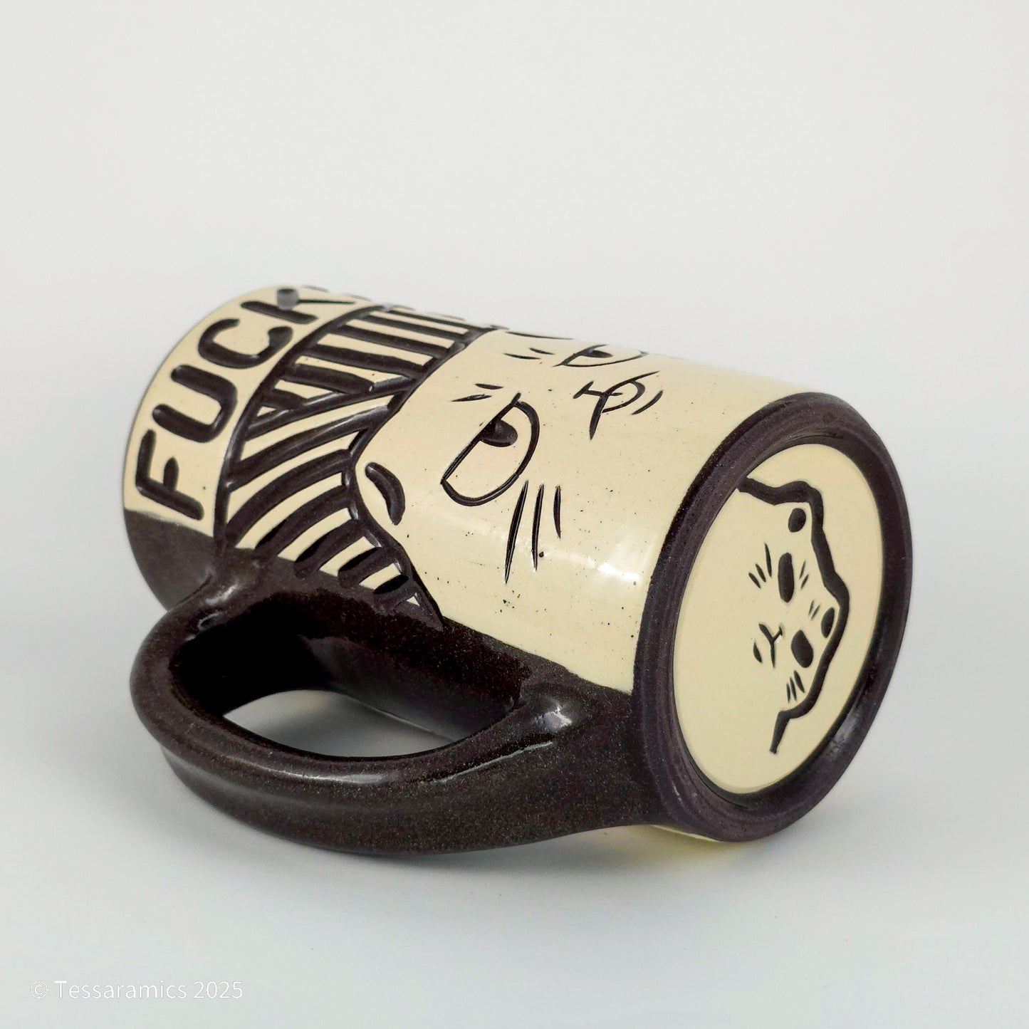 16 oz Fuck Cat Mug in Coffee