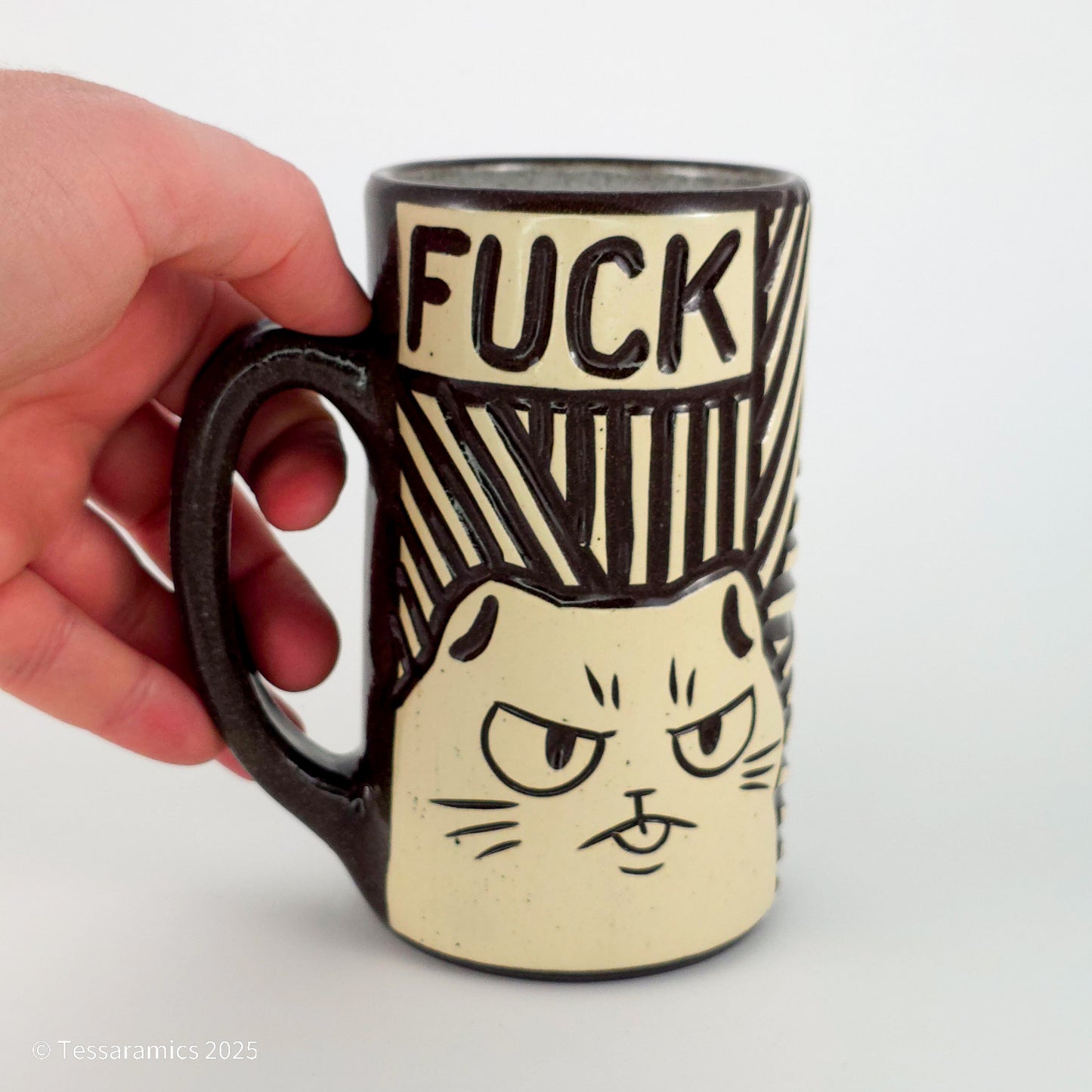 16 oz Fuck Cat Mug in Coffee