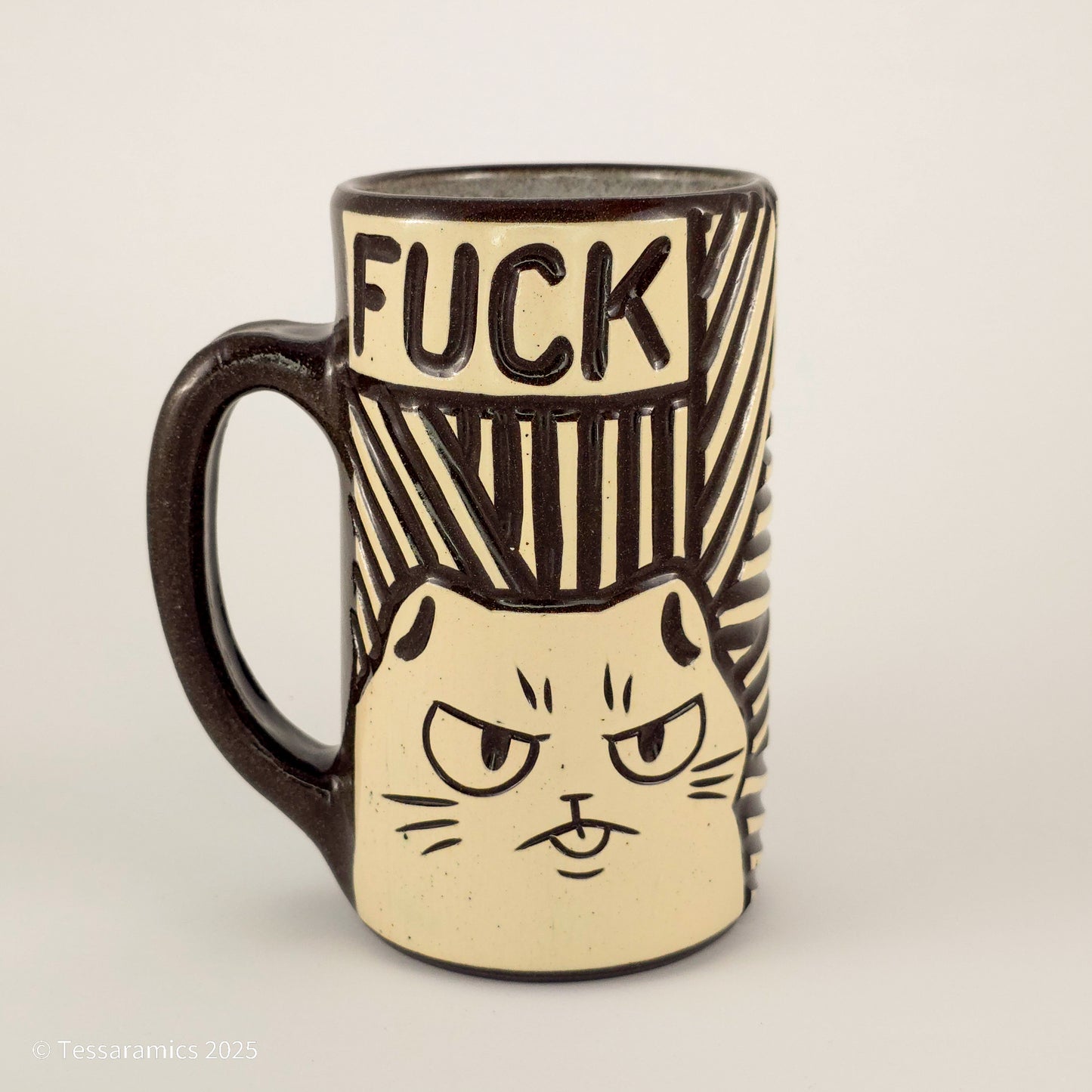 16 oz Fuck Cat Mug in Coffee