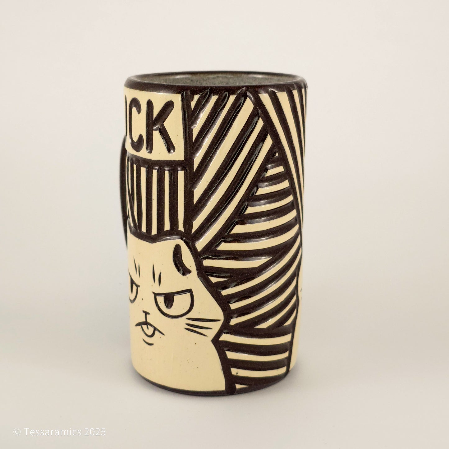 16 oz Fuck Cat Mug in Coffee