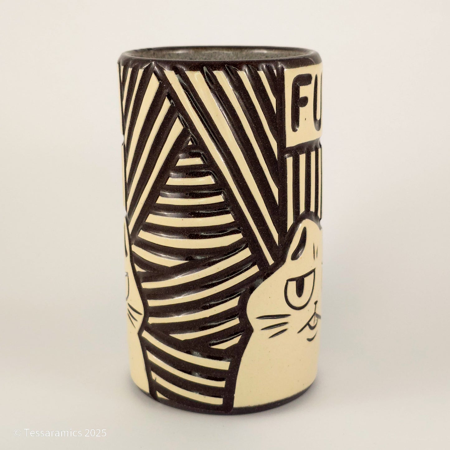 16 oz Fuck Cat Mug in Coffee