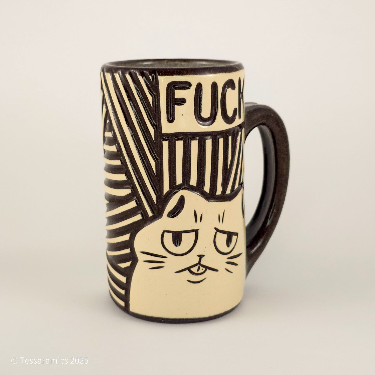 16 oz Fuck Cat Mug in Coffee