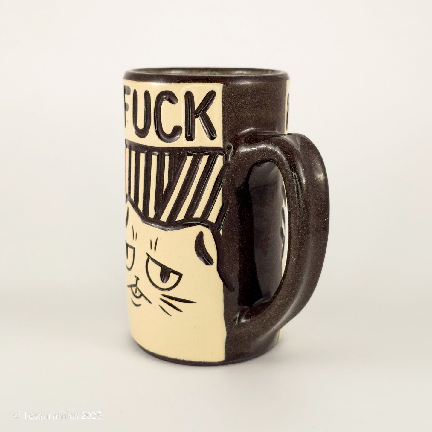 16 oz Fuck Cat Mug in Coffee