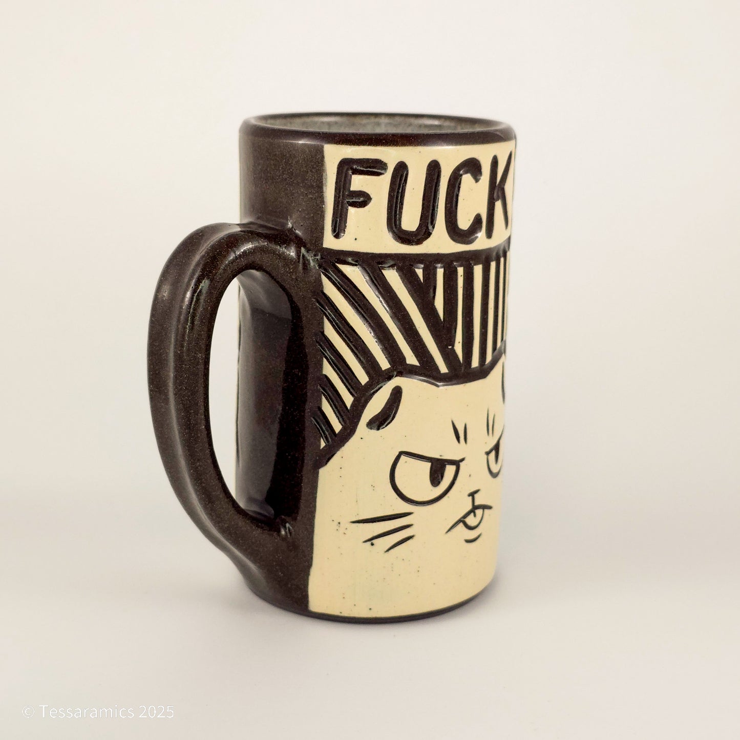 16 oz Fuck Cat Mug in Coffee