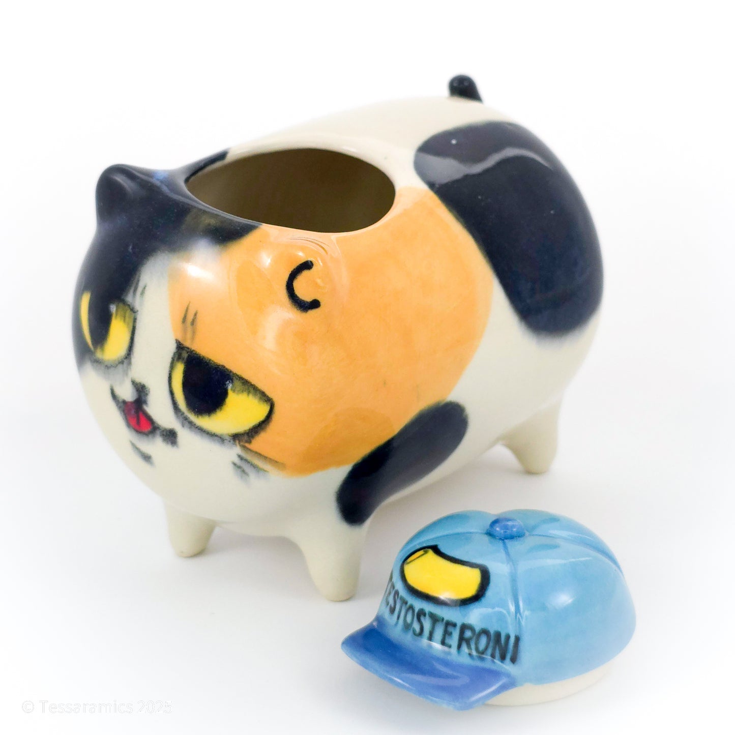 "Testosteroni" Ball Cap Calico Cat (Discounted)