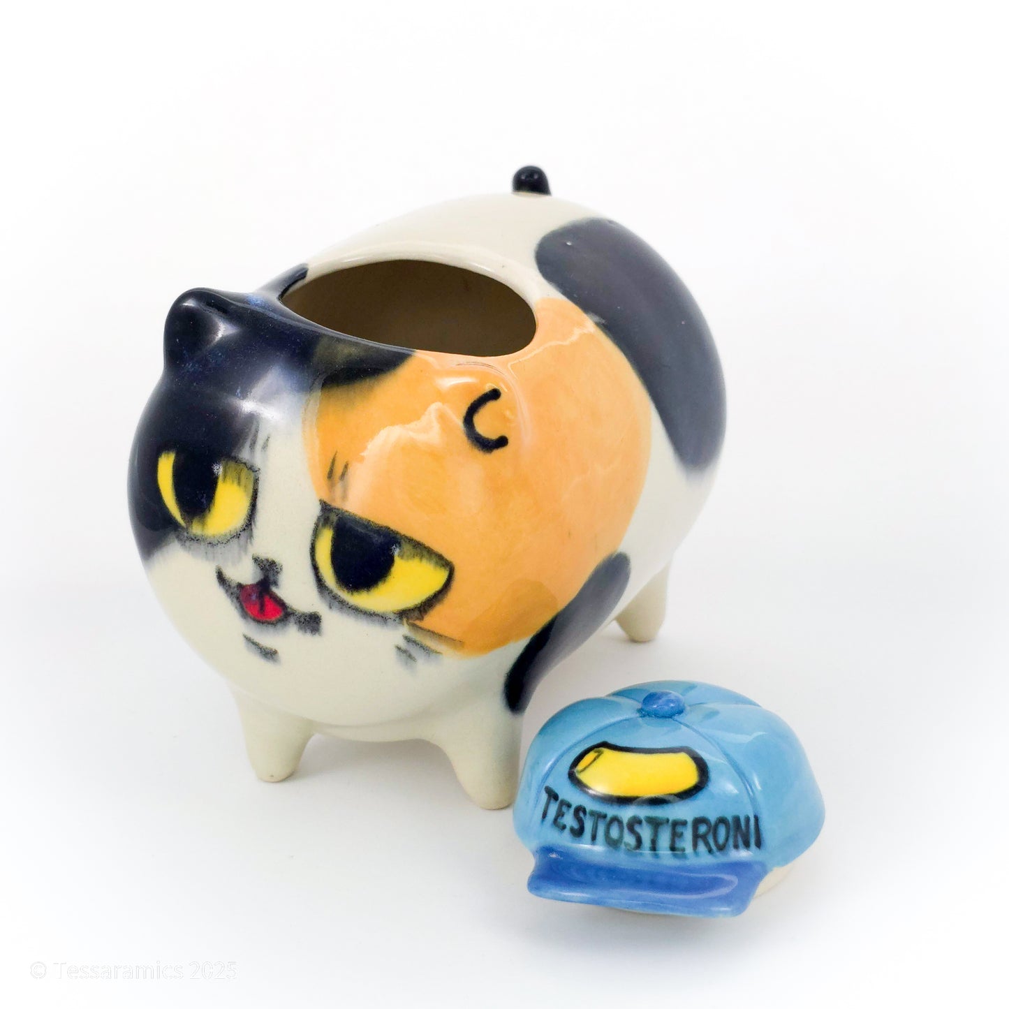 "Testosteroni" Ball Cap Calico Cat (Discounted)