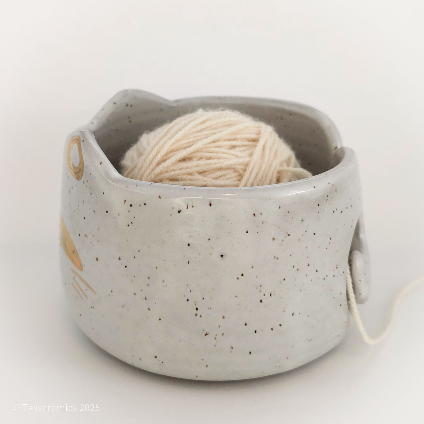 Large Cat Yarn Bowl with Gold*