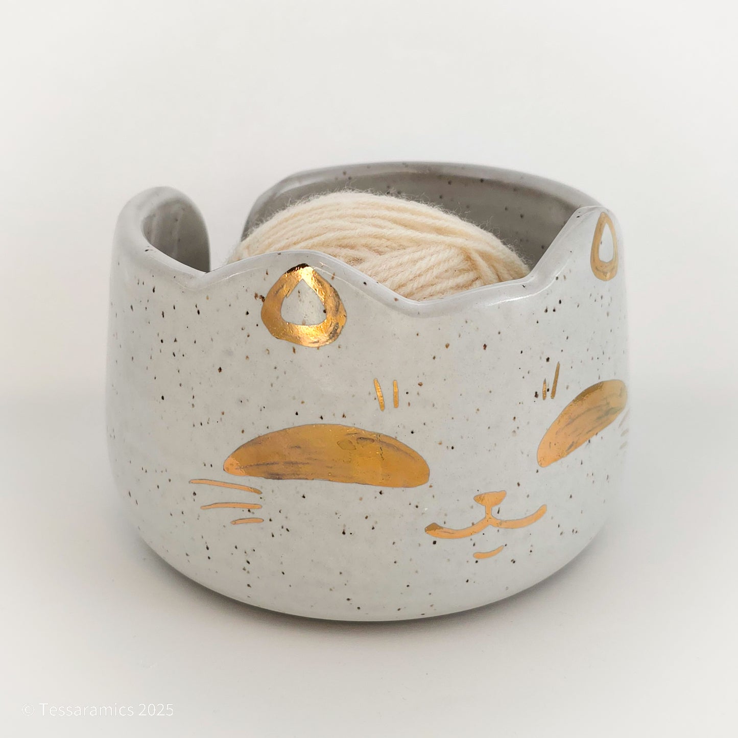 Large Cat Yarn Bowl with Gold*