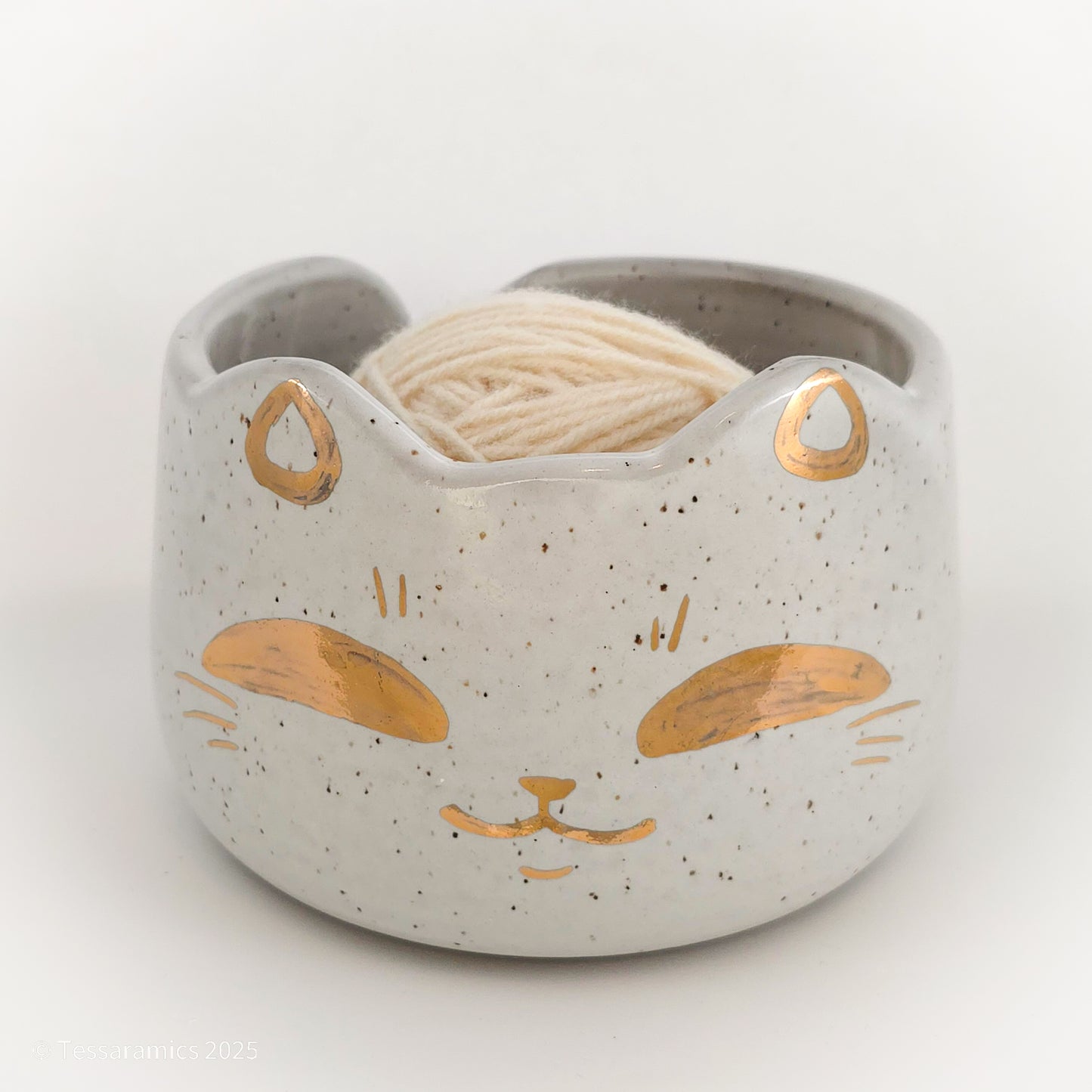 Large Cat Yarn Bowl with Gold*