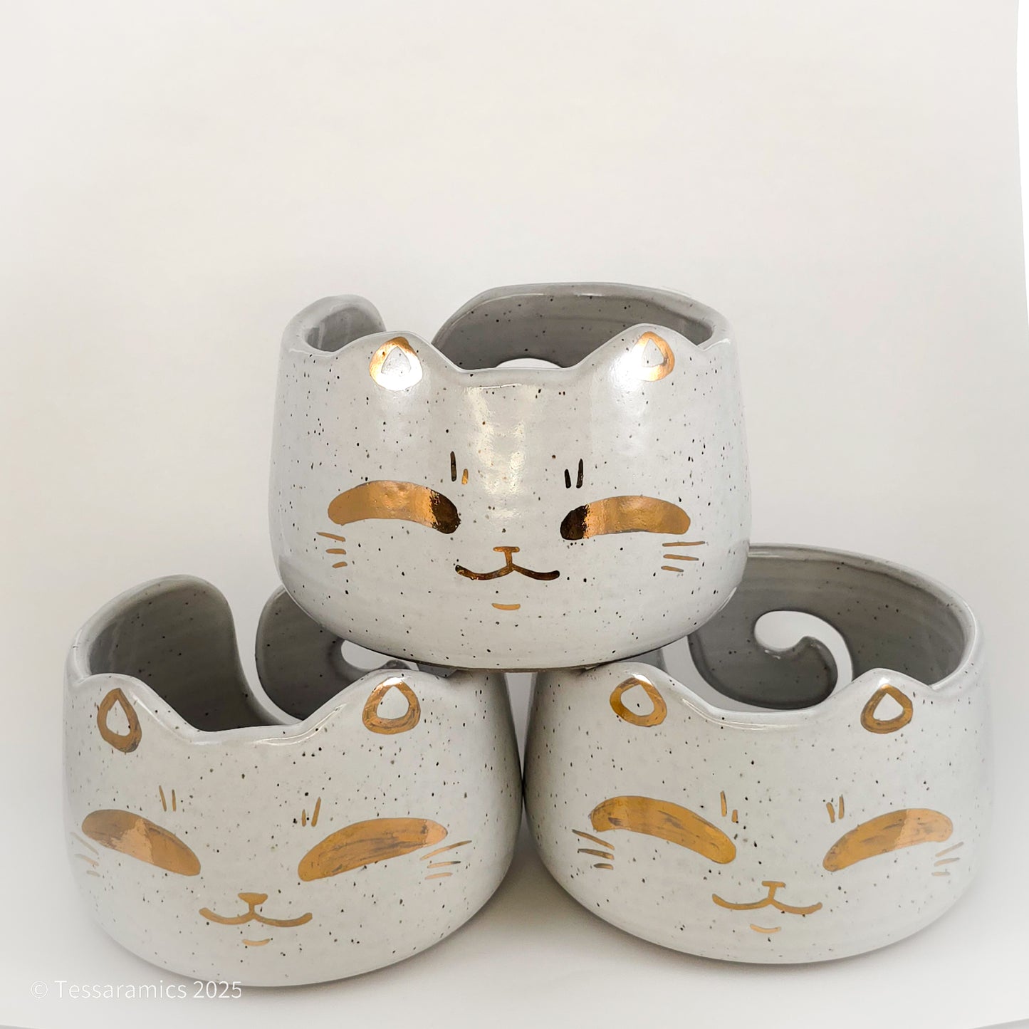Large Cat Yarn Bowl with Gold*