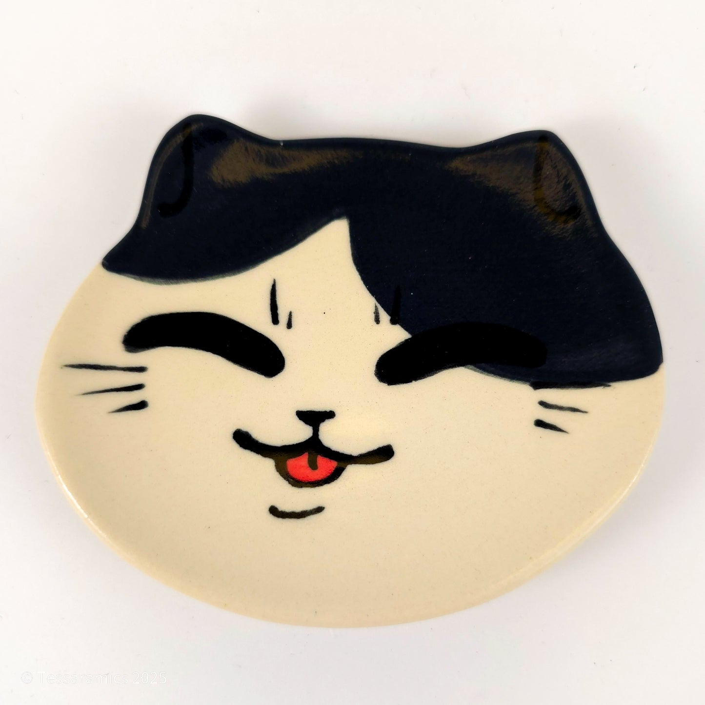 Tuxedo Cat Head Ring Dish *