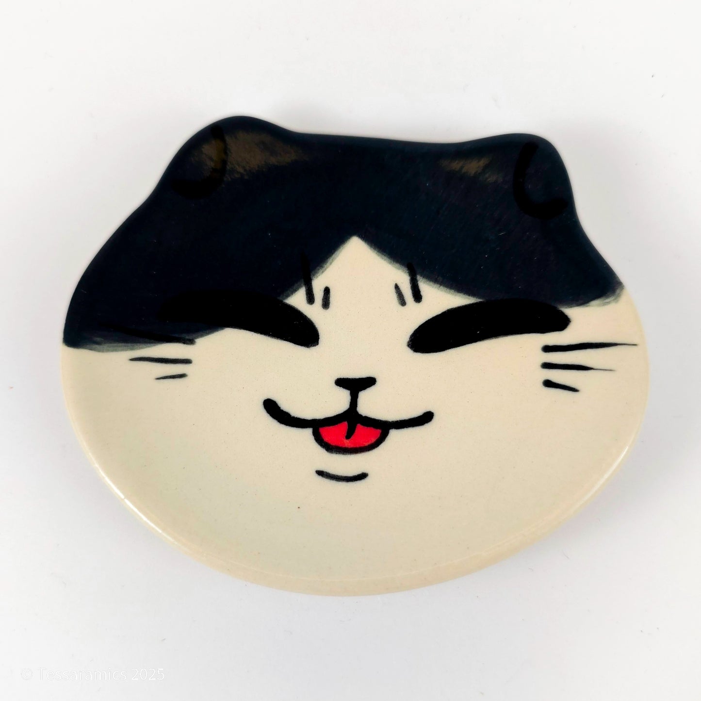 Tuxedo Cat Head Ring Dish *
