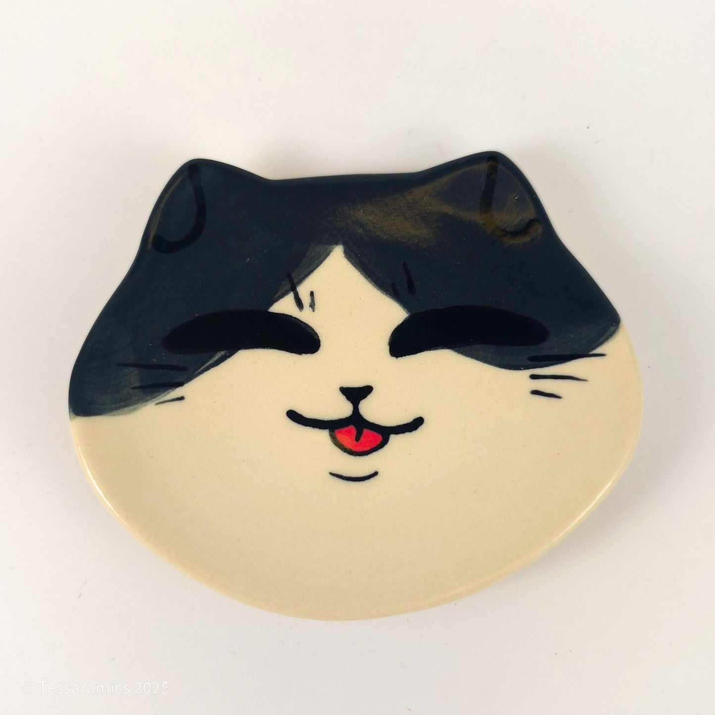 Tuxedo Cat Head Ring Dish *
