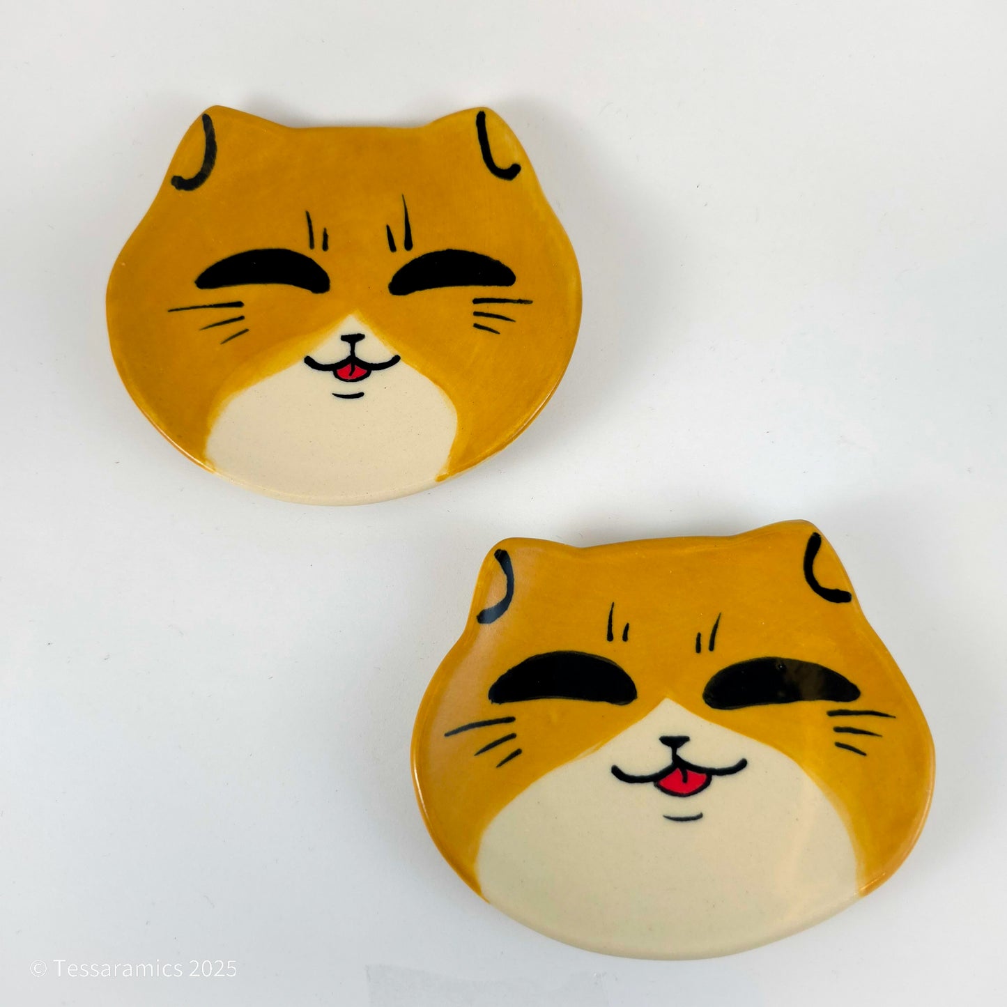 Orange Tuxedo Cat Head Ring Dish *