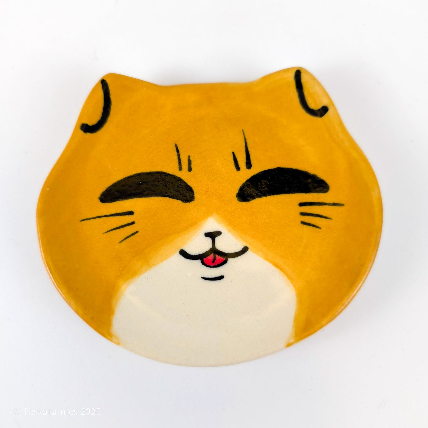 Orange Tuxedo Cat Head Ring Dish *