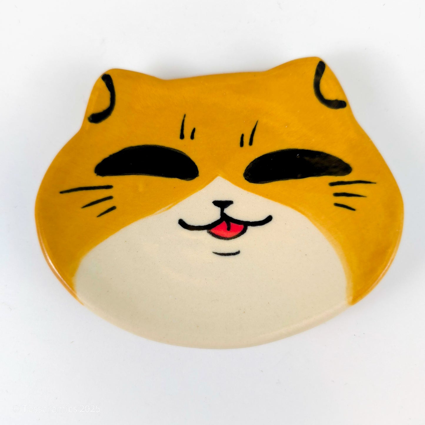 Orange Tuxedo Cat Head Ring Dish *