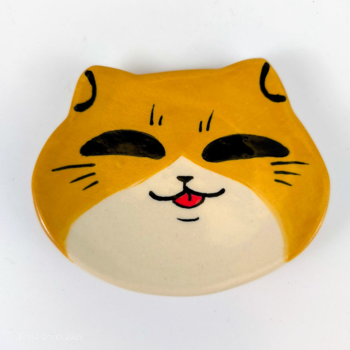Orange Tuxedo Cat Head Ring Dish *