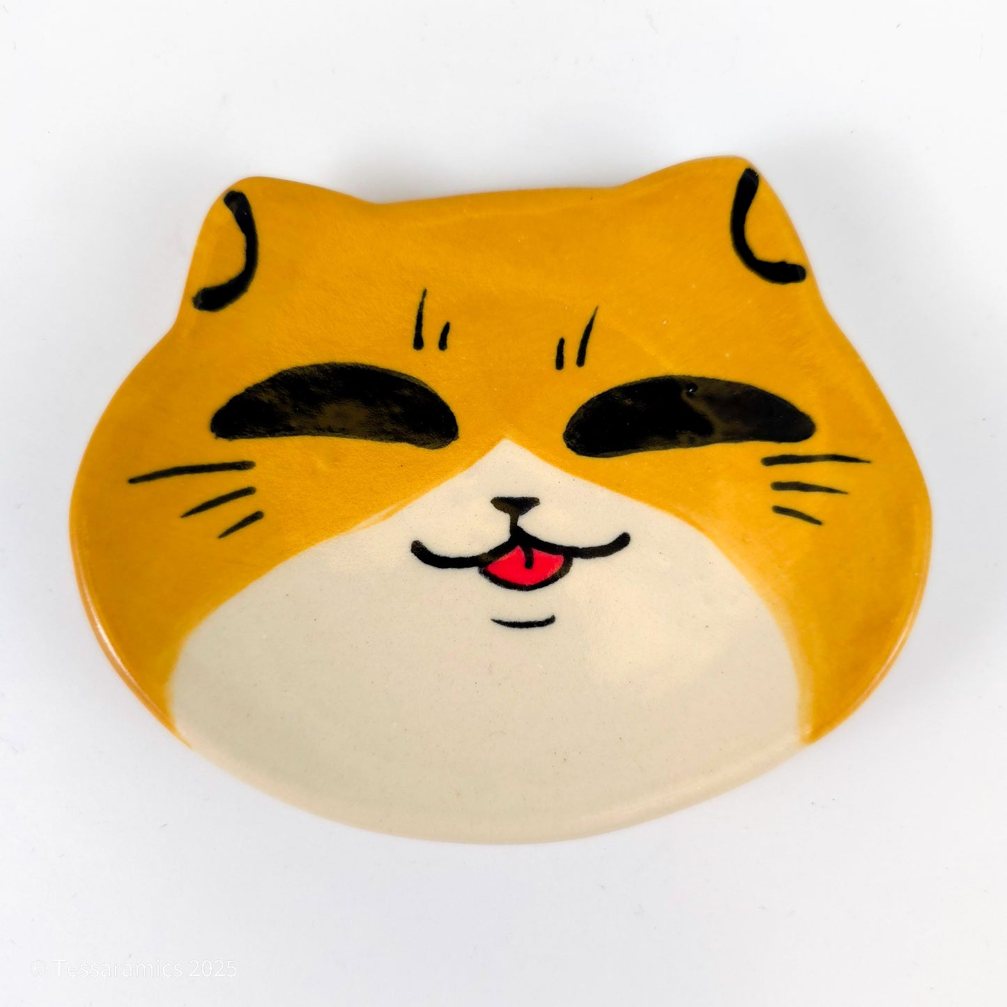 Orange Tuxedo Cat Head Ring Dish *