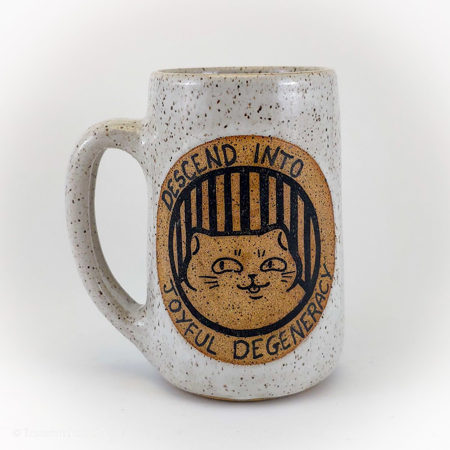 What About The Queer Overtones? Descend Into Joyful Degeneracy! Cat Mug *