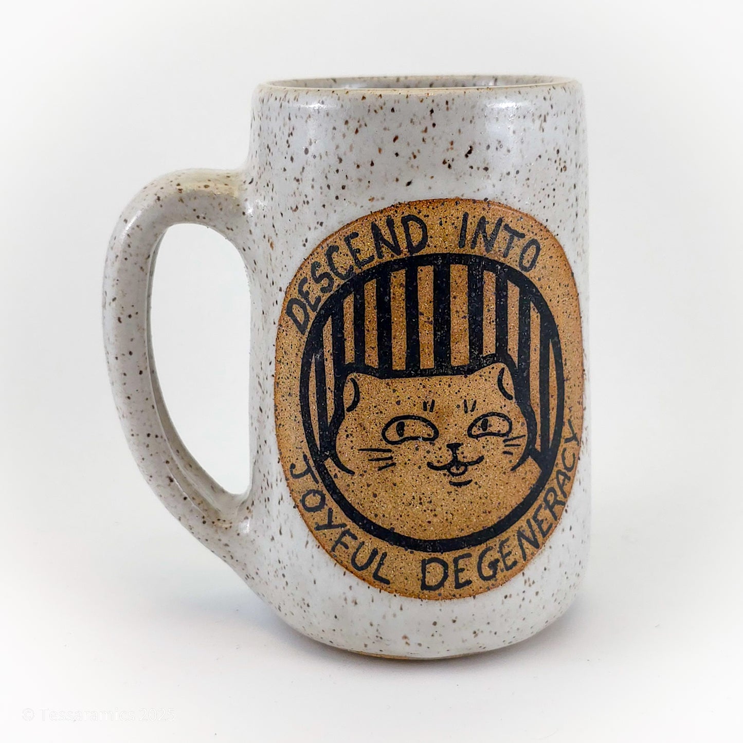 What About The Queer Overtones? Descend Into Joyful Degeneracy! Cat Mug *