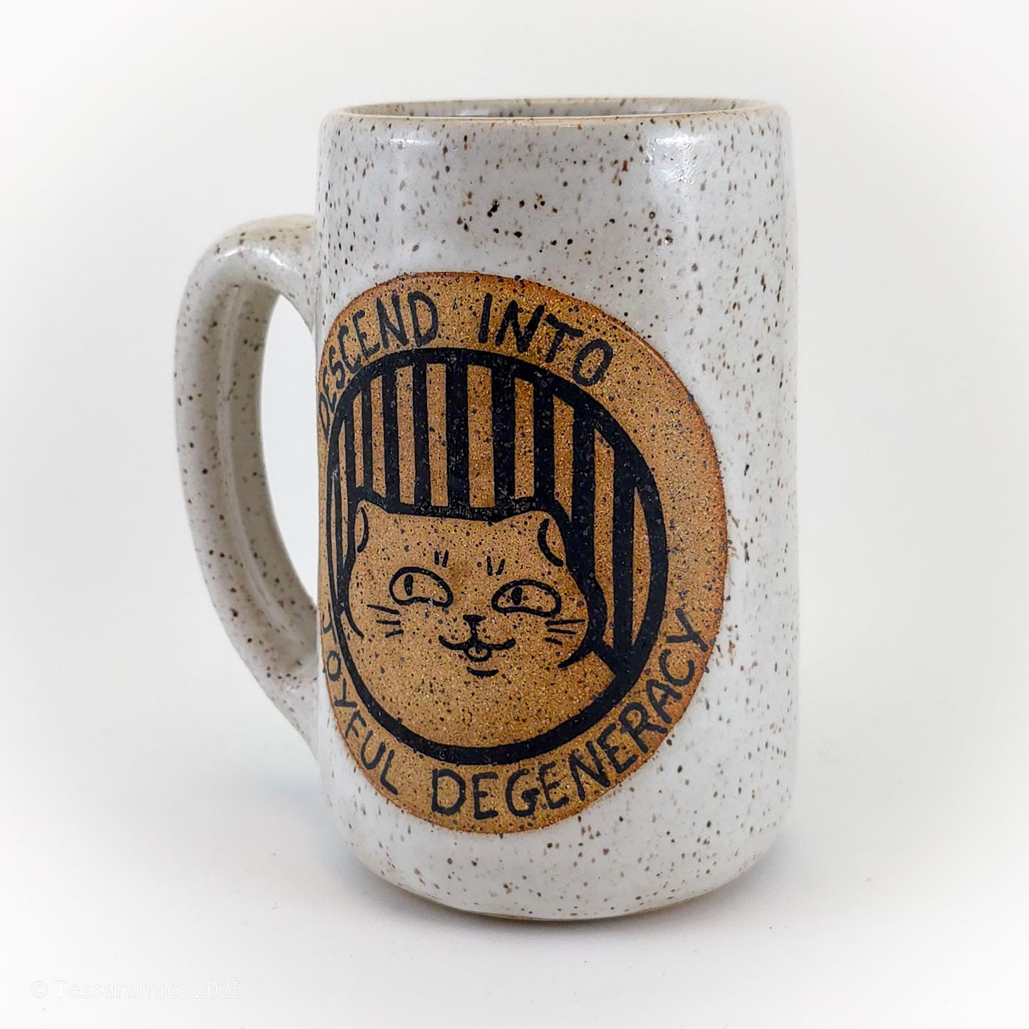 What About The Queer Overtones? Descend Into Joyful Degeneracy! Cat Mug *