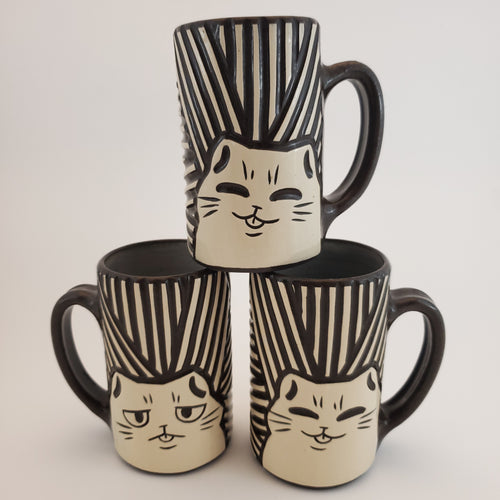 PREORDER 16 oz Angry/Happy Cat Mug in Coffee*