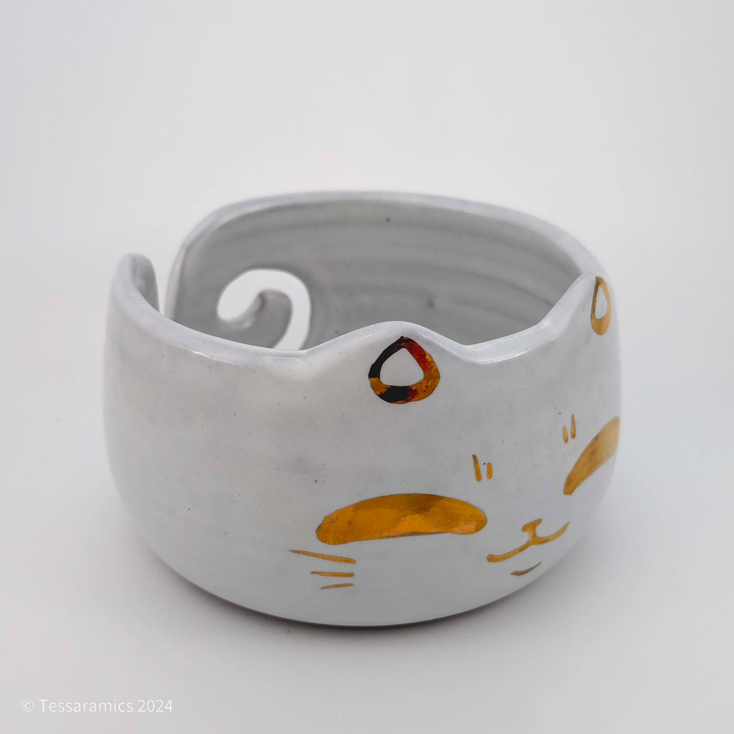 Cat Yarn Bowl with Gold