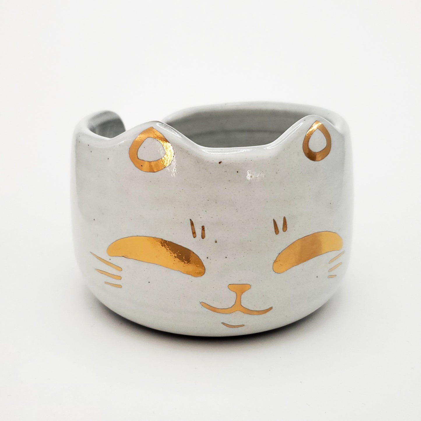 Smaller Cat Yarn Bowl with Gold